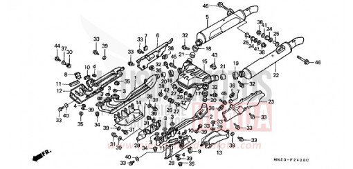 SILENCIEUX D'ECHAPPEMENT (GL1500J/K/L/AM/AN) GL1500K de 1989